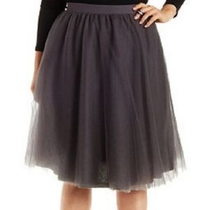 NWT Dark Grey Tulle Midi Skirt
